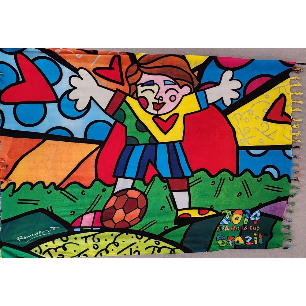 Romero Britto 2014 FIFA World Cup Brazil Sarong‎ Wrap Scarf Pop Art Colorful